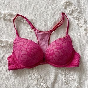 Victoria’s Secret hot pink push up lace racer back sexy little things bra